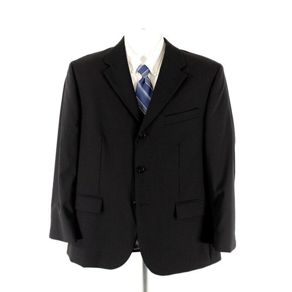 DAMAGED Cezani Wool Black 3 Button Blazer 42R Tiny‎ Holes On Lapel - Picture 5 of 15